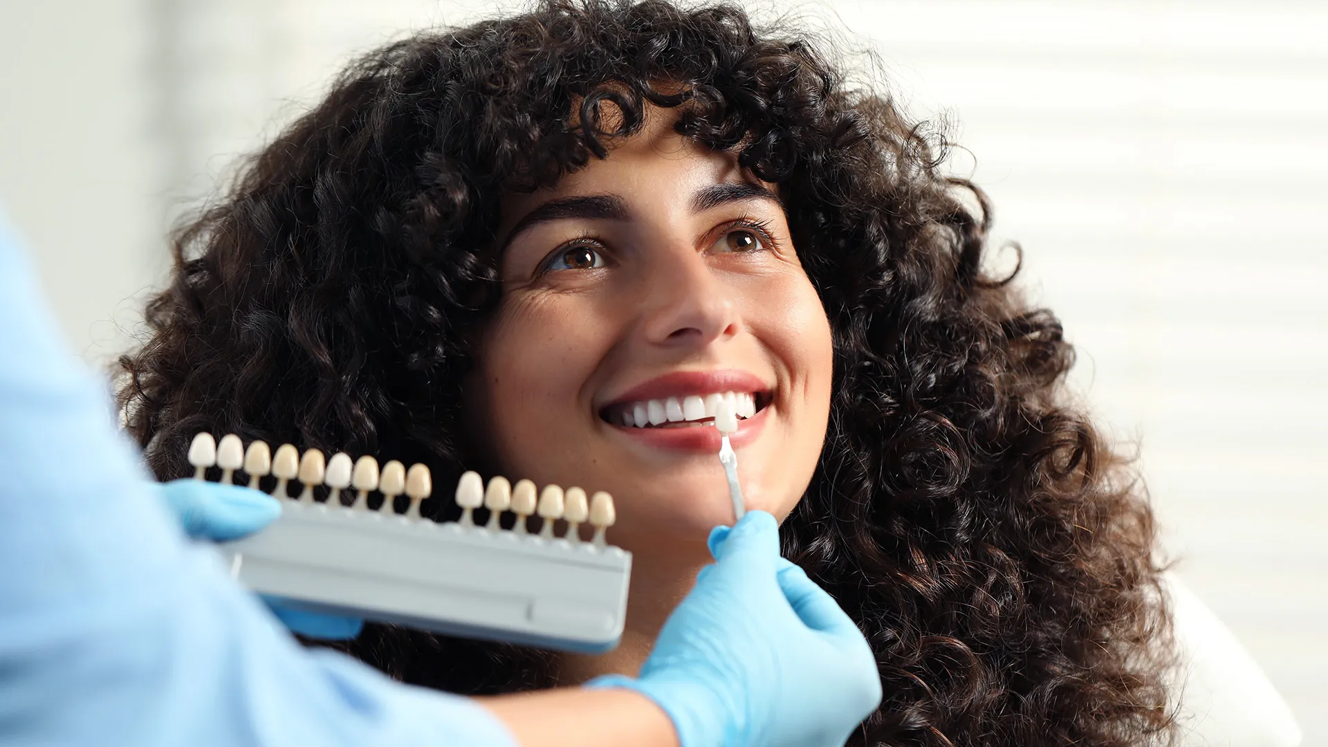 Close-up of teeth with dental veneers