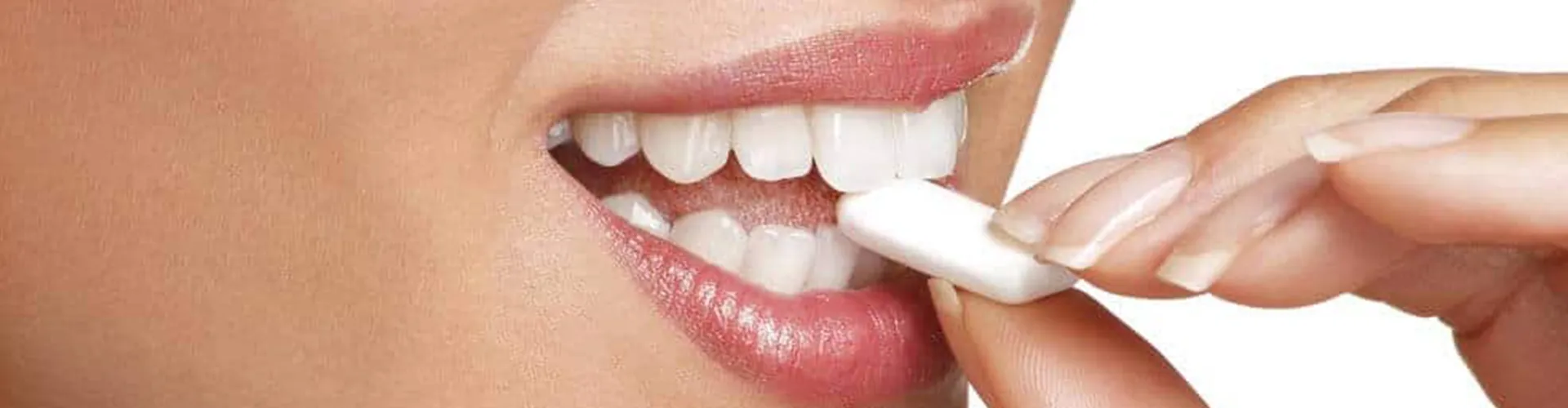 Woman chewing gum.