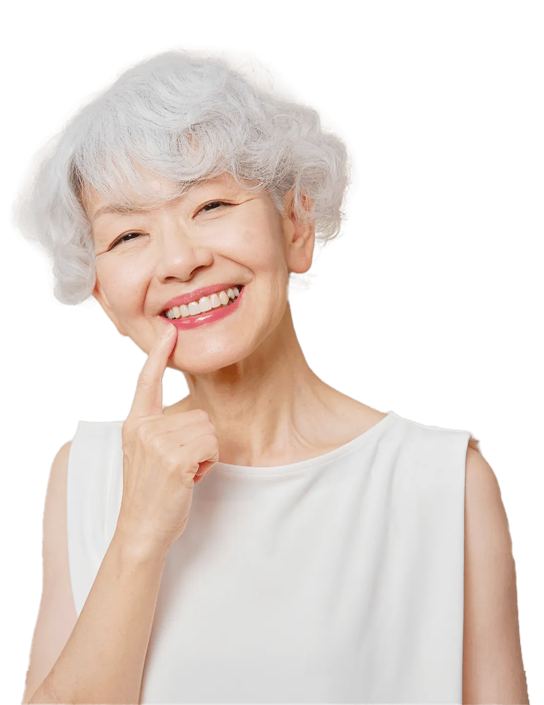 Happy senior woman with healthy smile.